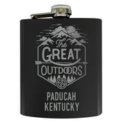 Pineville Kentucky Explore the Outdoors Souvenir Black Leather Wrapped Stainless Steel 7 oz Flask